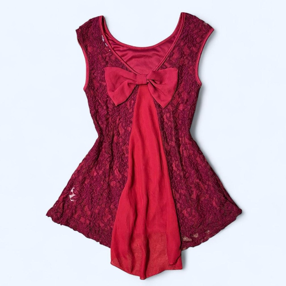 Red Lace Bow Tank Top by Julie’s Closet!